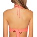  Delilah Solid Crochet Trim Halter Bikini Top, Pink, L