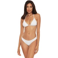 Becca Fine Line Ribbed Hipster Bikini Bottoms, White, M