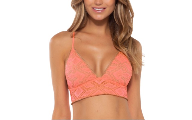  Wanderlust Crochet Bikini Top Women’s Swimsuit,Coral, Large