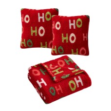 Birch Trails Holiday Prints 3 Pack Decorative Pillows & Throw, Red