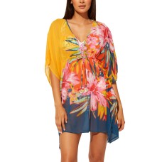 Bleu by Rod Beattie Beachy Keen Chiffon Caftan Cover-Up, Medium, Multicolor
