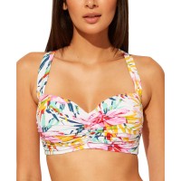 Bleu by Rod Beattie Beachy Keen Shirred Bandeau Underwire Bra Bikini Top Women’s, Multi, 38 DD