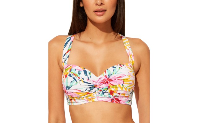  Beachy Keen Shirred Bandeau Underwire Bra Bikini Top Women’s, Multi, 38 DD
