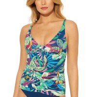 Bleu by Rod Beattie It’s a Jungle Out There Tie-Front Tankini Top, 8, Navy