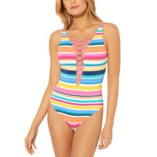 Bleu by Rod Beattie Lattice One-Piece Swimsuit, 8, Multicolor