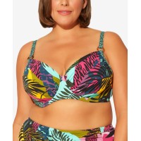 Bleu by Rod Beattie Plus Size Floral-Print Bikini Top Women’s Swimsuit, Multicolor, Size-18W