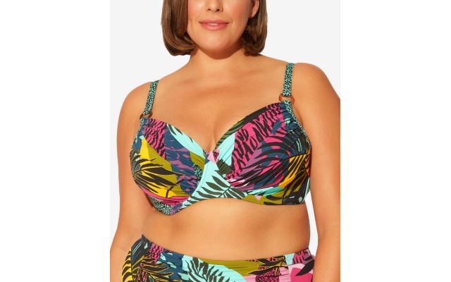 Bleu by Rod Beattie Plus Size Floral-Print Bikini Top Women’s Swimsuit, Multicolor, Size-18W