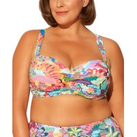 Bleu by Rod Beattie Plus Size Floral-Print Bikini Top, Multi,22W