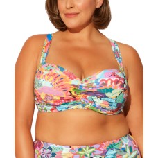 Bleu by Rod Beattie Plus Size Floral-Print Bikini Top, Multi,22W