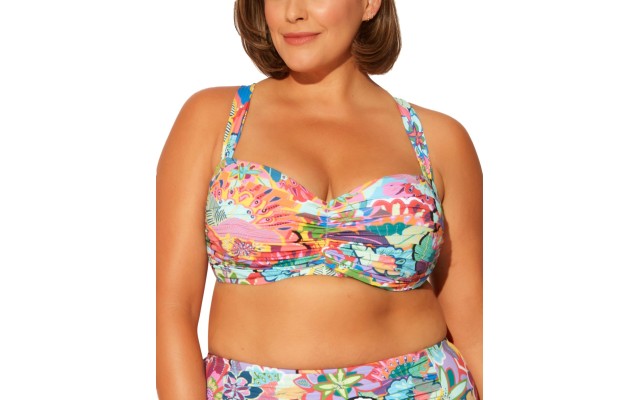 Bleu by Rod Beattie Plus Size Floral-Print Bikini Top, Multi,22W