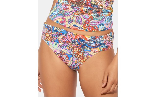  Printed Ruched Hipster Bikini Bottoms, MULTI/COLOR, 10