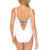 Bleu by Rod Beattie Rainbow Lace-Down One-Piece Swimsuit,White,14