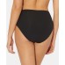  Ruched Strappy-Side High-Waist Bikini Bottoms, 6, Black/Pink