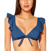 Bleu by Rod Beattie Rufflicious Underwire Bikini Top, 6, Navy