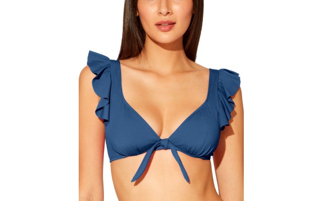 Bleu by Rod Beattie Rufflicious Underwire Bikini Top, 6, Navy