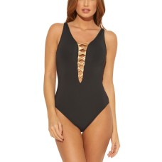 Bleu by Rod Beattie Twisted-Front One-Piece Swimsuit, Black,10