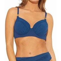 Bleu Rod Beattie Women’s Swimwear Underwire Ruched Bikini Top, Navy,38DD