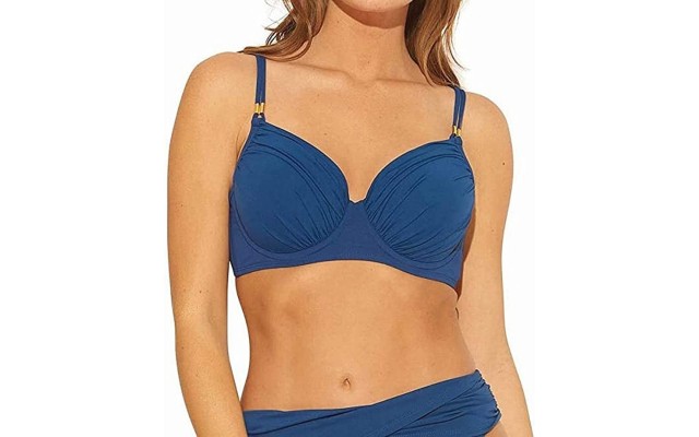 Bleu Rod Beattie Women’s Swimwear Underwire Ruched Bikini Top, Navy,40