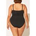  Plus Size High-Neck One-Piece Swimsuit Women’s Swimsuit, Black, 16W