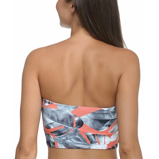  Printed Lost Sunrise Tube Swim Top Women’s Swimsuit, Coral, Small