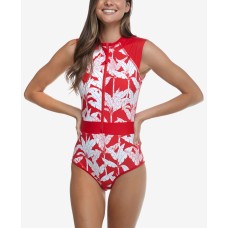 Body Glove Printed Tropix Vibe Stand-Up Paddle Swimsuit, Red,Medium