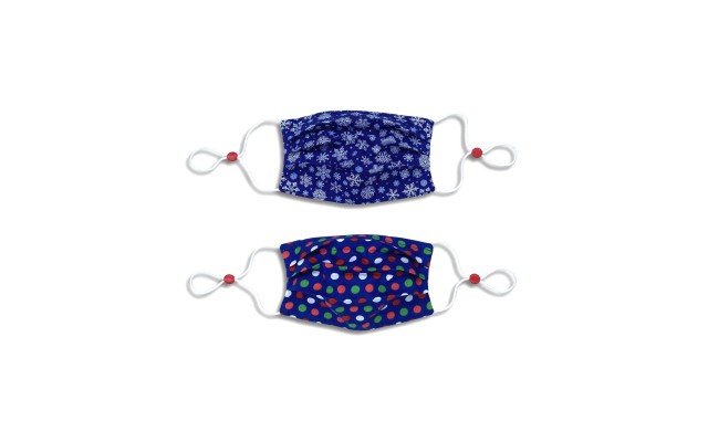  Kids Cotton Reversible Dot Pleated Face Mask, 2 Pack