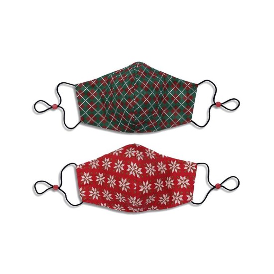 Calabrum Kids Cotton Reversible Snowflake Pleated Face Mask, 2 Pack