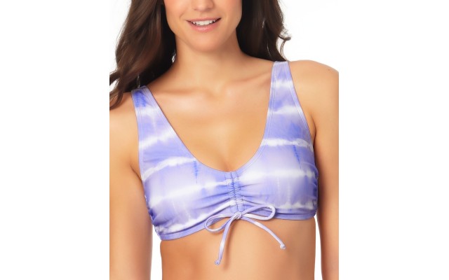  Juniors’ Cinch-Front Bralette High Tide Bikini Top, Purple,L