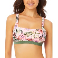 California Waves Juniors’ Contrast-Band Bralette Bikini Top, Green, Medium