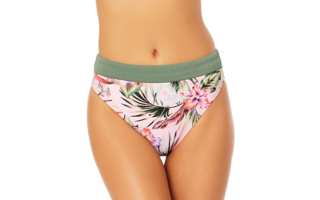  Juniors’ Contrast-Waistband Bikini Bottoms, Small, Multicolor
