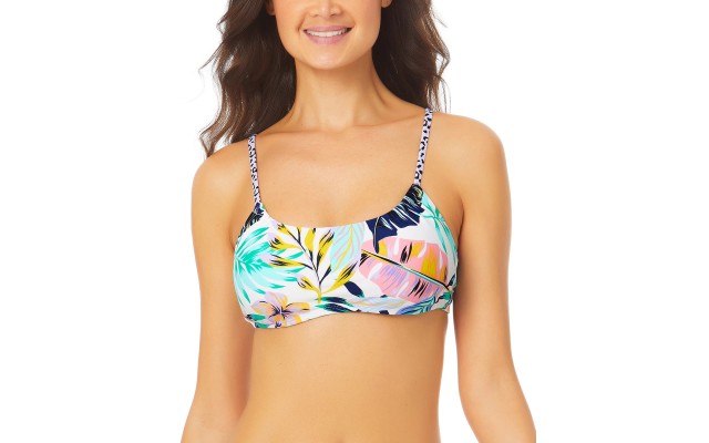  Juniors’ Printed Bralette Bikini Top Women’s Swimsuit, Multi, Large