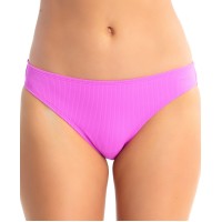 California Waves Juniors’ Ribbed Hipster Bikini Bottoms, Medium, Purple