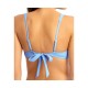  Juniors’ Ribbed V-Wire Bralette Bikini Top, Blue, XS