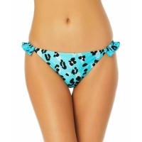 California Waves Juniors’ Ruffled Hipster Bikini Bottoms, Turquoise, S