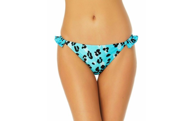  Juniors’ Ruffled Hipster Bikini Bottoms, Turquoise, S
