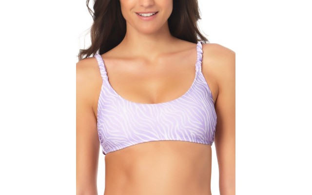  Juniors’ Smocked-Strap Bikini Top, Large, Lilac