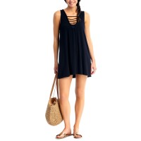 California Waves Juniors’ Strappy Cover-Up Dress, Large, Black