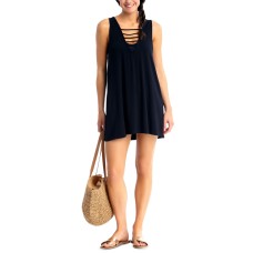 California Waves Juniors’ Strappy Cover-Up Dress, Large, Black