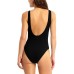  Juniors Textured One Piece Swimsuit, Black, Large