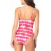  Juniors' Tie-Dyed One-Piece Swimsuit, Red, S