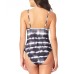  Juniors’ Tie-Dyed One-Piece Swimsuit, Black,Medium