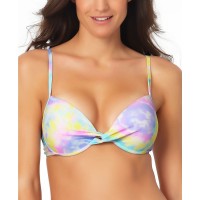 California Waves Juniors’ Underwire Push-Up Bikini Top,Multi, Large
