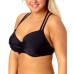  Trendy Plus Size Underwire Halter Bikini Top, Black 1X