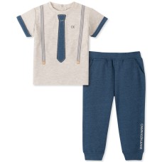 Calvin Klein Baby Boys 2-Pc. Suspend & Necktie T-Shirt & Pants Set