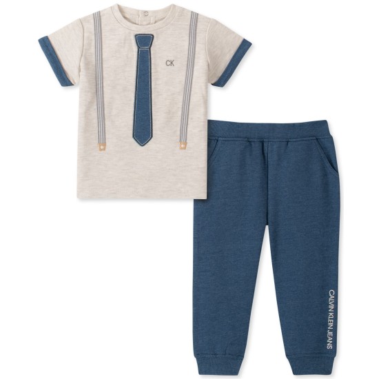  Baby Boys 2-Pc. Suspend & Necktie T-Shirt & Pants Set