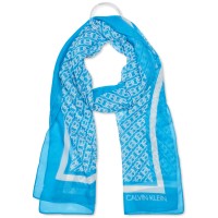 Calvin Klein Chain-Print Chiffon Oblong Scarf, Blue