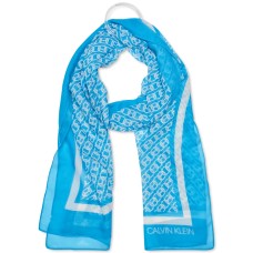 Calvin Klein Chain-Print Chiffon Oblong Scarf, Blue