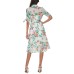  Floral-Print Tie-Sleeve Shirtdress, Hibiscus Multi, 16