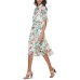  Floral-Print Tie-Sleeve Shirtdress, Hibiscus Multi, 10