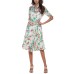  Floral-Print Tie-Sleeve Shirtdress, Hibiscus Multi, 16